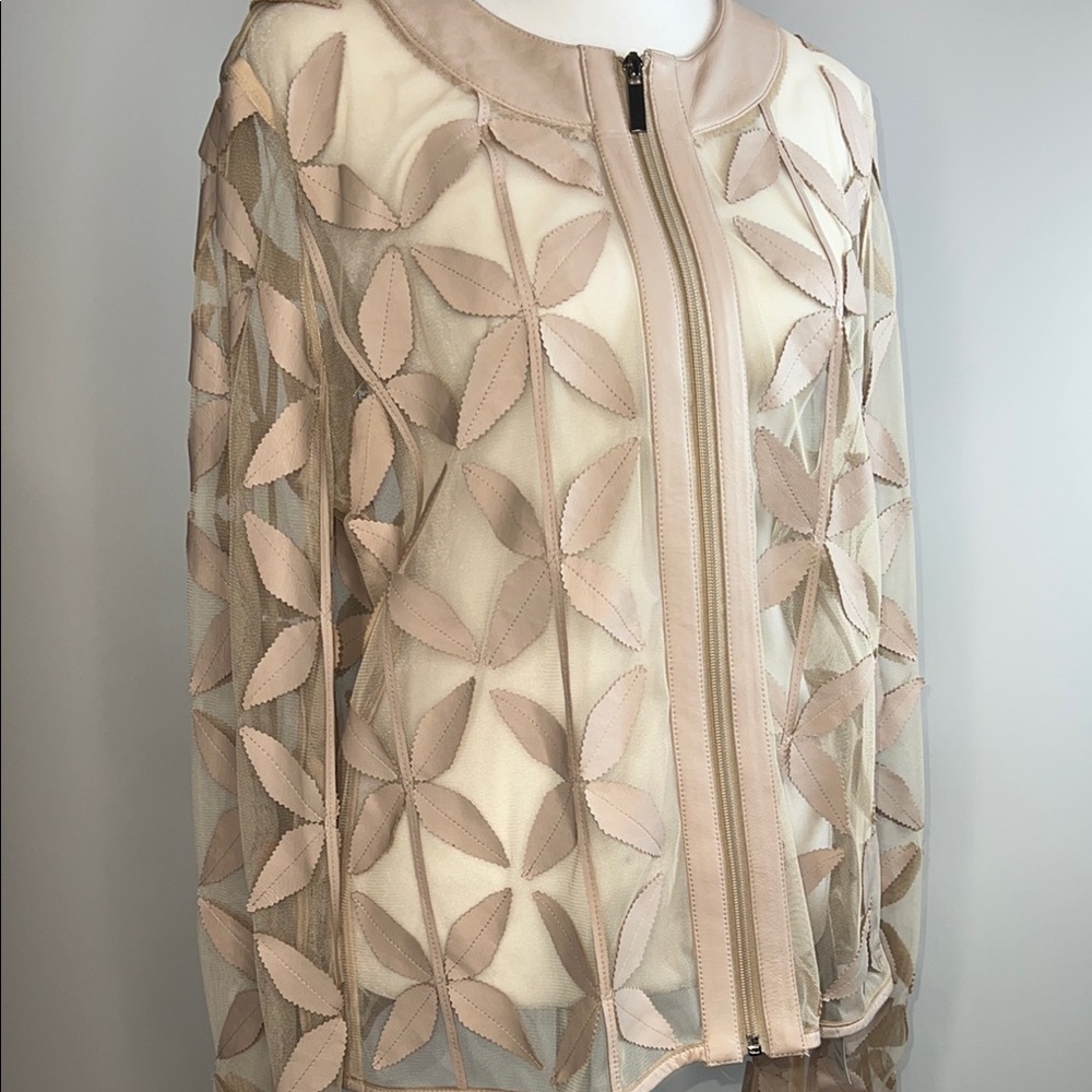 🌟VINTAGE NWOT BAGATELLE LEATHER NEW LEAF MESH JACKET IN ECRU SIZE L - Picture 6 of 16